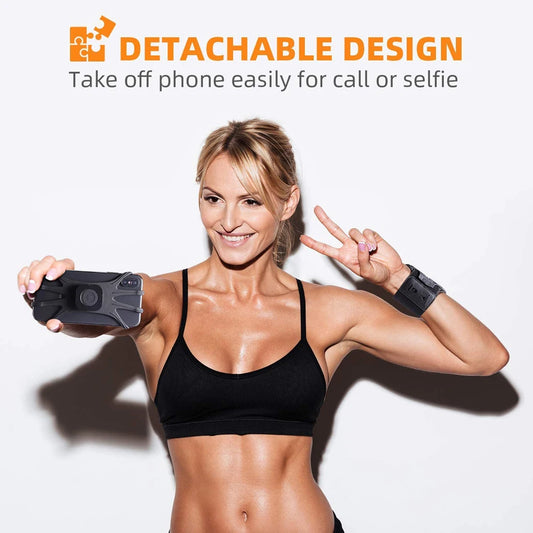"360° Rotation Running Phone Holder with Detachable Armband"